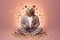 a calm bear manager meditating with money, created with Generative AI technology