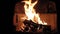 Calm beautiful fireplace flames slow motion closeup