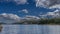 A calm blue lake. Ripples on the water.