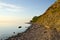 Calm and bright coastline with cliff steep