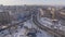Calm cityscape in russian city in winter day, aerial shot
