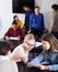 calm classmates having animated talks at break between classes