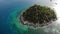 Calm colorful azure turquoise sea near tiny tropical volcanic island Koh Tao, unique small paradise Nang Yuan. Drone