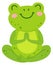 Calm frog in meditation pose. Cute green animal