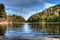 Calm lake atop a mountain