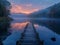 Calm Lake at Dawn with Wooden Dock