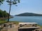 Calm lake picnic area in Maine