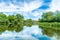 Calm landscape with blue river