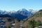 Calm mountain landscape with snow melting on the peaks at the border between Spain and France. Pyrenees national park