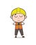 Calm and Praying Face - Cute Cartoon Male Engineer Illustration