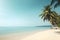 calm quiet summer sea beach wide ocean view with high palm , generative AI