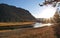 Calm riverside scene in Yellowstone Park