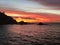 Calm rocky seascape at sunset