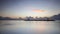 Calm Sanur Beach with Mount Agung in the background.