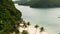 Calm sea near green jungle. Peaceful ocean with turquoise water, white sandy tropical shore in Ang Thong paradise national park,