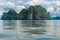 calm sea surface, picturesque cliff in the sea, Thailand