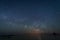 Calm seascape of Natural Park of Cabo de Gata, Spain under a milky way light seen in a starry sky