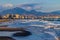 Calm seaside landscape of san juan beach in alicante spain on a sunny day