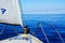 calm see and beautiful seascape from a sailboat while crossing the english channel