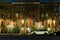 A calm and serene night scene showing an empty and quiet street in New York City`s Harlem neighborhood