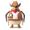 Calm sheriff penguin the lone cowboy stands ready for anything, 3d illustration