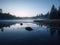 Calm and tranquil lake at dawn  created with Generative AI