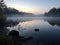 Calm and tranquil lake at dawn  created with Generative AI