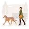 Calm walking a greyhound