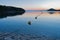 Calm water at Panormos beach after sunset, Skopelos island