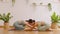 Calm of wellness Couple Asian young woman sit on yoga mat doing breathing exercise yoga child pose stretching together.Yoga