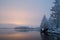 Calm winter lakeside view in Finland