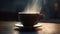 Calming companion, Find tranquility in a steaming black coffee cup