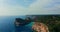 Calo des Moro Water Rocks, Paradisiacal Beach Aerial Drone Majorca Summer Vacation, Baleraric Islands