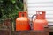 Calor gas cylinder bottles at caravan park site in Porthcawl UK