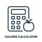 Calorie Calculator Line Icon. Count Calories Concept Linear Pictogram. Calculate Kcal for Healthy Nutrition Outline Icon