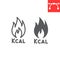 Calories burn line and glyph icon, fitness and keto diet, fire sign vector graphics, editable stroke linear icon, eps 10