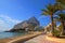 Calp Spain rock and promenade paseo from Levante La Fossa beach