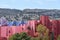 Calpe, Spain - 12 March, 2022: Red Walls of  the La Muralla Roja building in Calpe (Calp), Alicante, Spain