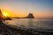 Calpe at sunrise on the Mediterranean coast of Alicante, Spain with views of the PeÃ±on de Ifach