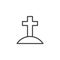 Calvary with cross outline icon