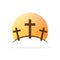Calvary icon. Religious logo. Christian vector symbol. Sunrise on Calvary
