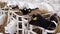 Calves on a livestock farm. Young calves are quarantined in separate plastic cages.