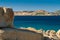 Calvi citadel viewed from across Calvi Bay in Corsica