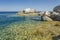 Calvi seaside, blue sky and clear water
