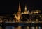 The Calvinist Church on the River Danube at night, Budapest, Hungary