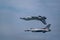 Calypso maneuver of F-16C\\\'s of the US Air Force Thunderbirds at the Cleveland National Air Show 2023