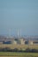 Camber Castle seen from Winchelsea with wind turbines behind. East Sussex