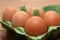 Camberley, UK - Dec 31 2016: Brown eggs in green box with British Egg Tracking Code and Lion Brand