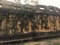 Cambodia Architecture. Bas-relief. Garuda carvings in the walls along the Terrace of Elephants. Wall Carving in Angkor Thom