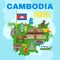 Cambodia Cultural Travel Map Flat Poster